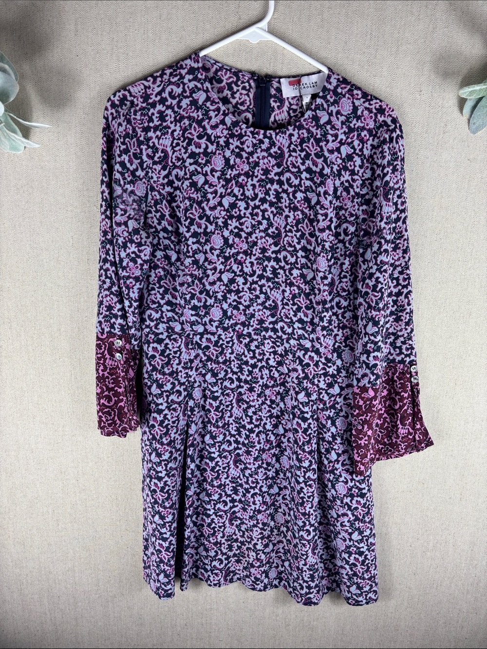 Derek Lam 10 Crosby > Pink & Black Floral Long-Sleeve Dress Pockets 4